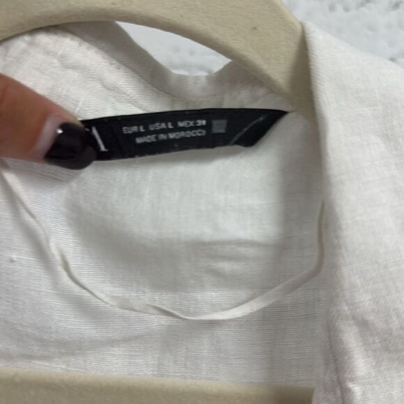 White Button-Up Shirt ZARA Size Large White Long Sleeve - Picture 2 of 3
